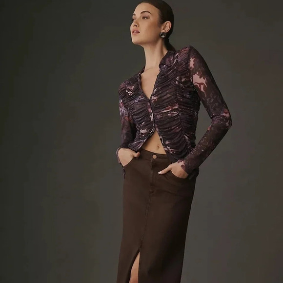 NWT Anthropologie Purple  Pilcro  Mesh Buttondown Medium - Picture 2 of 4
